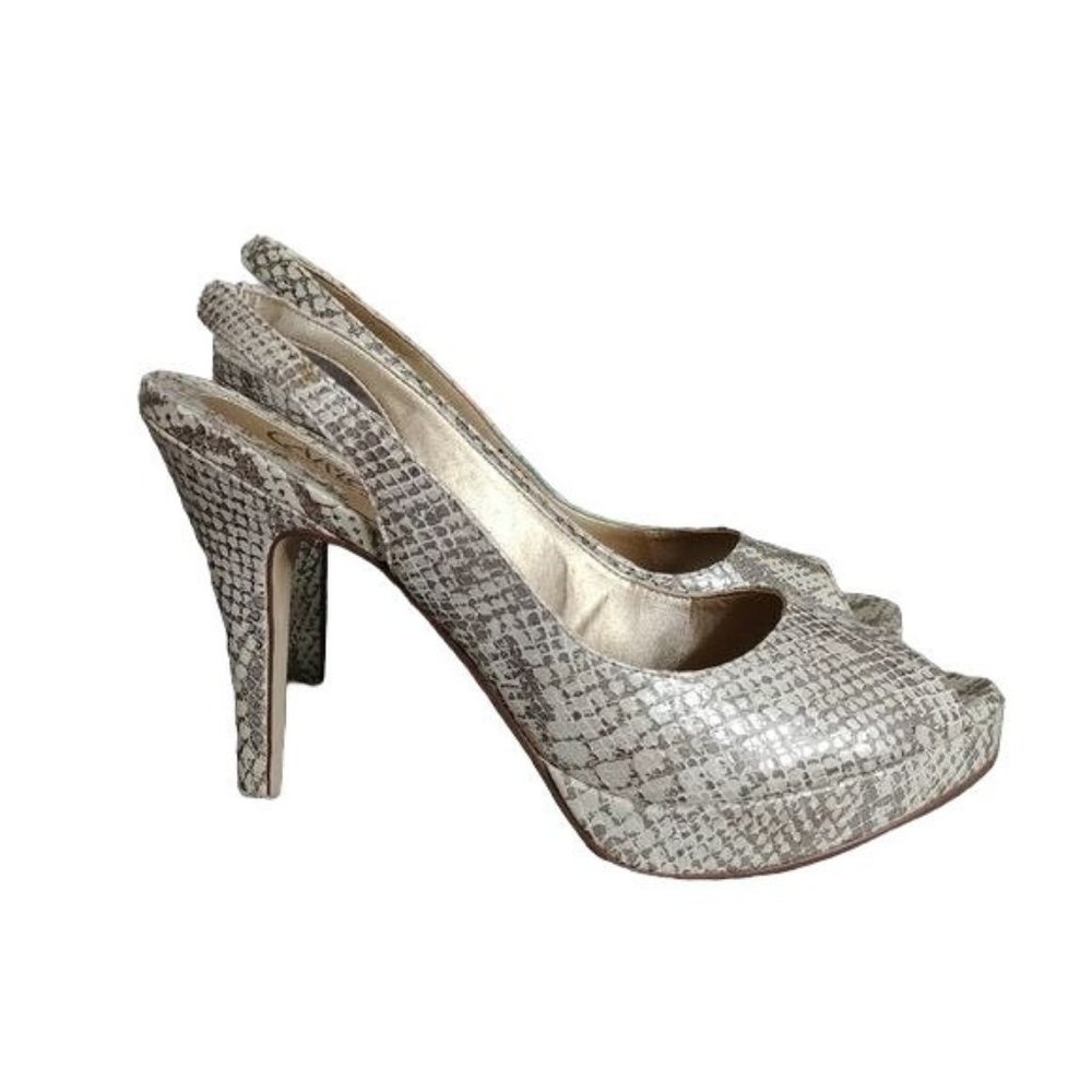 Carlos Santana Elise Snake Print Heeled Slingback Womens 6.5 M